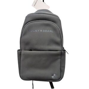 Large Lucky Brand Gray Grey Neoprene Laptop Backpack Travel Bag